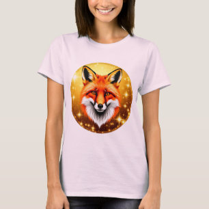 Rotfuchs mit goldenem funkelndem Hintergrund T-Shirt