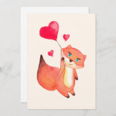Rotfuchs mit Herz Feiertagskarte (Vorne/Hinten)