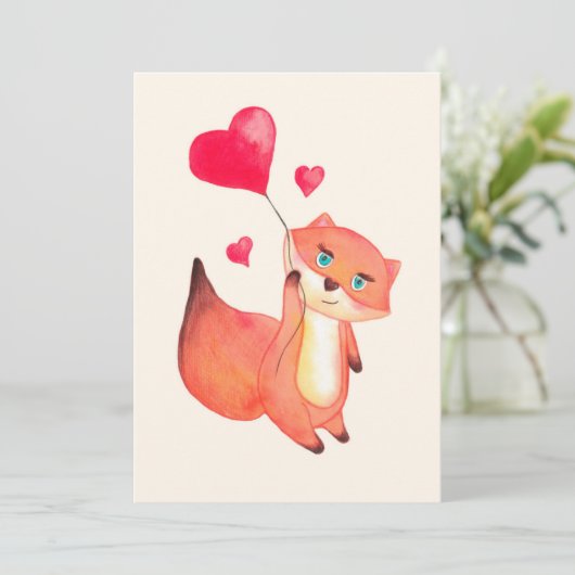Rotfuchs mit Herz Feiertagskarte (Stehend Vorderseite)