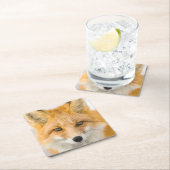 Rotfuchs-Porträt Rechteckiger Pappuntersetzer (Vor Ort)