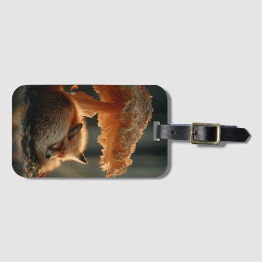 Rotfuchs schlafen unter dem riesigen Pilz Gepäckanhänger (Vorderseite (Horizontal))