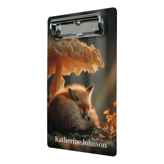 Rotfuchs schlafen unter dem riesigen Pilz Mini Klemmbrett (Gewinkelt2)