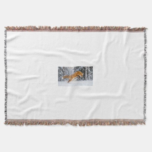 Rotfuchs springt durch Schnee Natur-Wurfdecke Decke (Vorderseite)