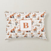 Rotfuchs-süße Tier-Kinderzimmer-Monogramm Dekokissen (Vorderseite)