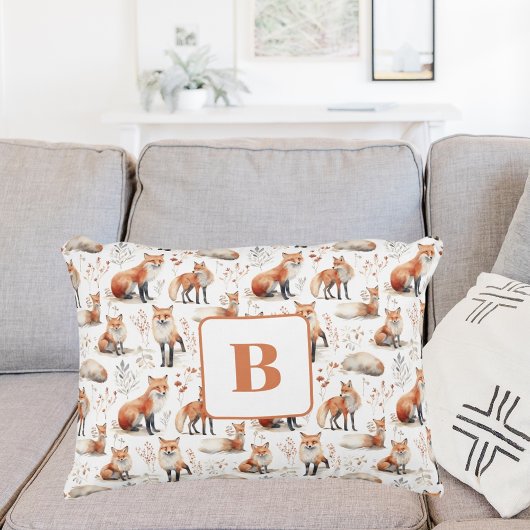 Rotfuchs-süße Tier-Kinderzimmer-Monogramm Dekokissen