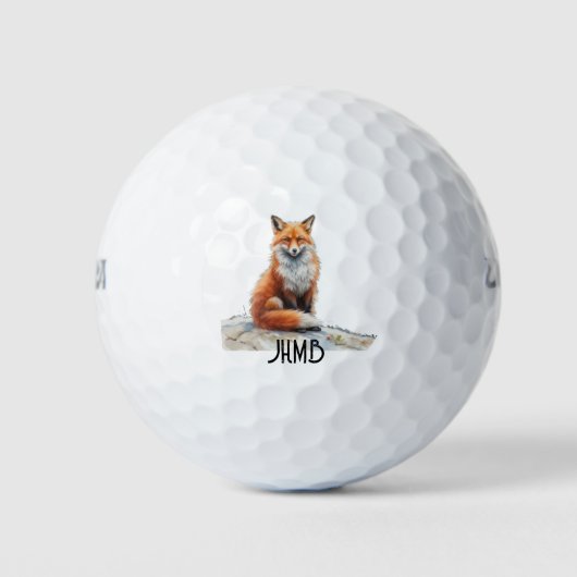 Rotfuchs-Tier-Monogramm-Kunst Golfball (Vorderseite)