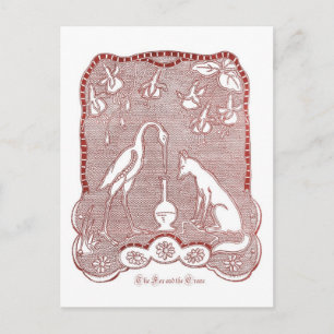 Rotfuchs und Kran Postkarte