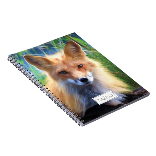 Rotfuchs Verlegen im Gras Landschaftlich Personali Notizblock (Rechte Seite)