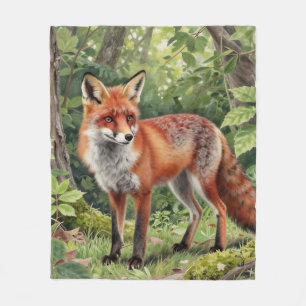 Rotfuchs-Wald-Wildnisporträt Fleecedecke