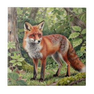 Rotfuchs-Wald-Wildnisporträt Fliese
