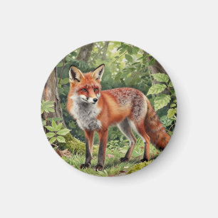 Rotfuchs-Wald-Wildnisporträt Magnet
