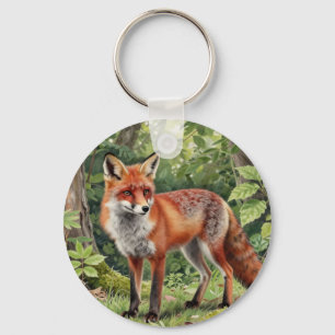 Rotfuchs-Wald-Wildnisporträt Schlüsselanhänger