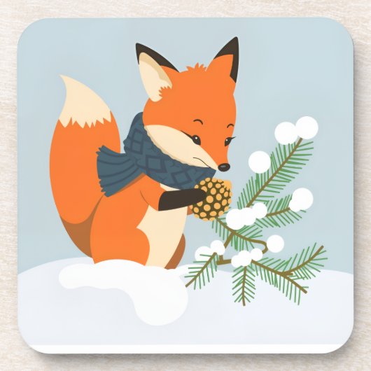 Rotfuchs-Weihnachtsspaß Getränkeuntersetzer (Vorderseite)