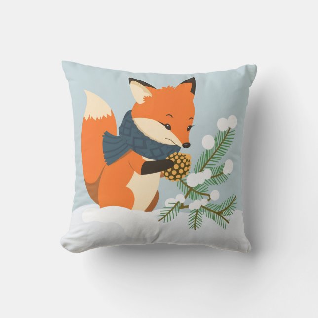 Rotfuchs-Weihnachtsspaß Kissen (Vorderseite)