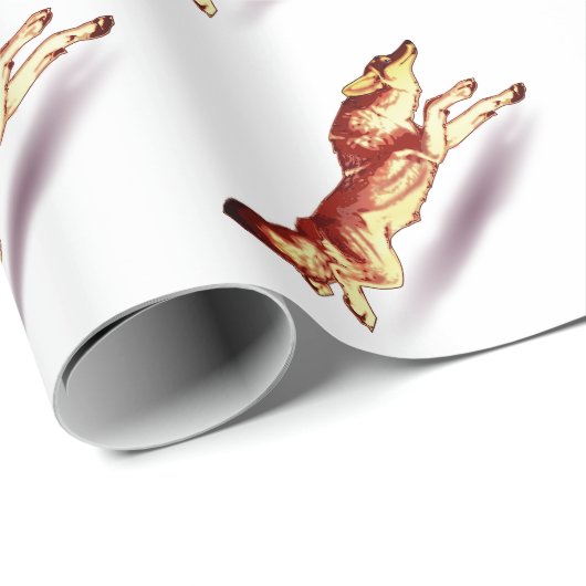 Rotfuchs-Wolfshund mit braunem Weiß Geschenkpapier (Rolleneckpunkt)