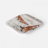 Rotfüchse im Schnee im Winter (von Wilhelm Kuhnert Pappteller (Gewinkelt)