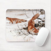 Rotfüchse im Schneewinter (von Wilhelm Kuhnert) Mousepad (Mit Mouse)