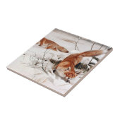 Rotfüchse im Winterschnee (von Wilhelm Kuhnert) Fliese (Seite)