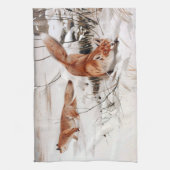 Rotfüchse im Winterschnee (von Wilhelm Kuhnert) Geschirrtuch (Vertikal)