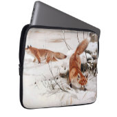 Rotfüchse im Winterschnee (von Wilhelm Kuhnert) Laptopschutzhülle (Vorne Rechts)
