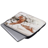 Rotfüchse im Winterschnee (von Wilhelm Kuhnert) Laptopschutzhülle (Vorne Knopf)