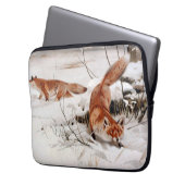 Rotfüchse im Winterschnee (von Wilhelm Kuhnert) Laptopschutzhülle (Vorderseite Links)