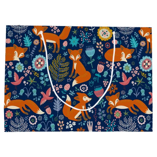 Rotfüchse und Blume Große Geschenktüte (Rückseite)