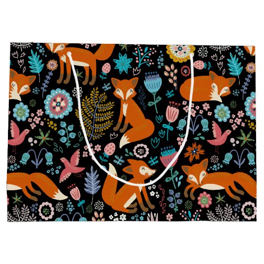 Rotfüchse und Blume Große Geschenktüte (Rückseite)