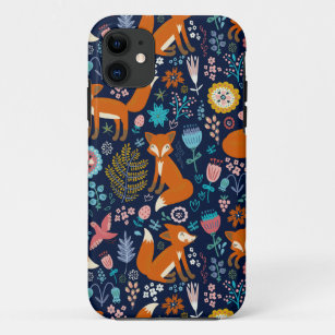 Rotfüchse Vogelarten und farbenfrohe Blume Muster Case-Mate iPhone Hülle