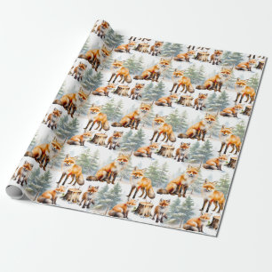 Rotfuchsfamilie im Wald Geschenkpapier