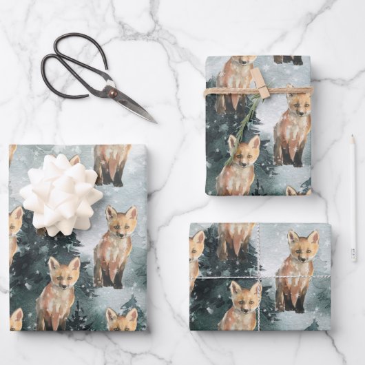 Rotfuchsgräber in einem üppigen Wald Geschenkpapier Set (Vorderseite)