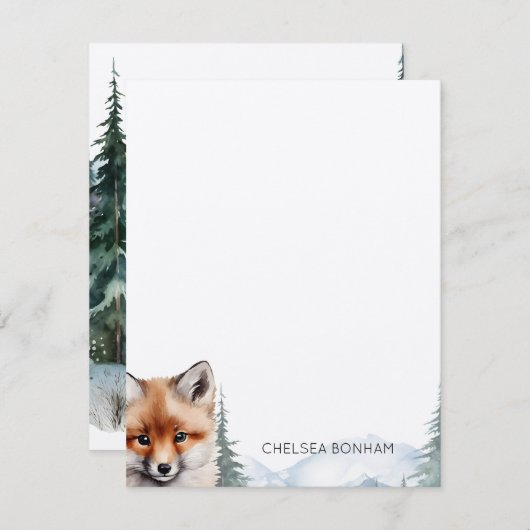 Rotfuchsgräber in einem Wald Wasserfarbe Mitteilungskarte (Vorne/Hinten)