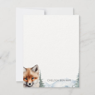 Rotfuchsgräber in einem Wald Wasserfarbe Mitteilungskarte