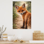 Rotfuchsjunges Waldtier Poster (Küche)