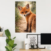 Rotfuchsjunges Waldtier Poster (Heimbüro)