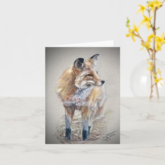 Rotfuchsnotecard Karte (Gelbe Blume)