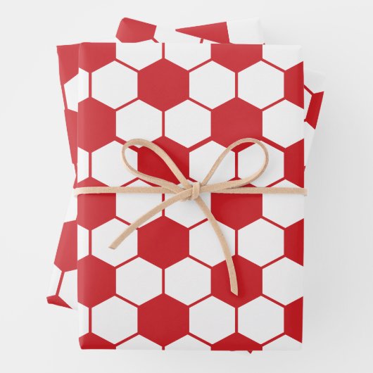 Rotfußballmuster Wrapping Paper Geschenkpapier Set (Beispiel)