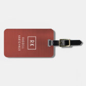 Rotgebürstetes Metall Modernes Monogramm Gepäckstü Gepäckanhänger (Vorderseite horizontal)