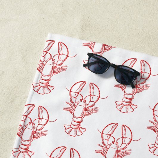 Rotgeburten an der Küste auf weißem Monogramm Strandtuch (Beispiel)