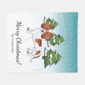 Rotgebüsch Dackel Hund - Winterwald Fleecedecke (Vorderseite (Horizontal))