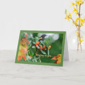 Rotgeflügelte Amsel-Gruß-Karte Karte (Gelbe Blume)