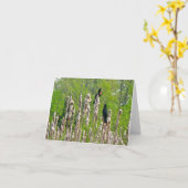 Rotgeflügelte Amseln auf Cattails-Anmerkungs-Karte Karte (Gelbe Blume)