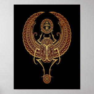 Rotgeflügelter ägyptischer Scarabäus-Käfer mit Poster