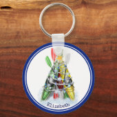 Rotgelb Kajak Weihnachtsbaum personalisiert Schlüsselanhänger (Vorderseite)