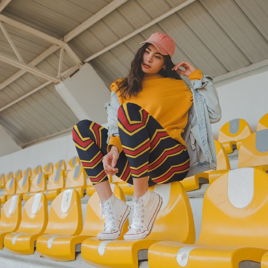 Rotgelbe Chevronen Capri Leggings