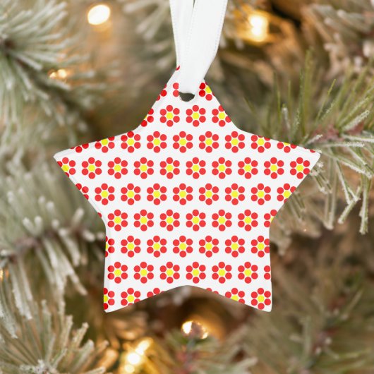 Rotgelbe Punkte florale Acrylschmuck Ornament (Baum)
