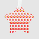 Rotgelbe Punkte florale Acrylschmuck Ornament (Rückseite)