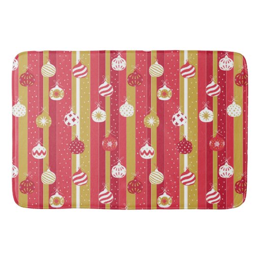 Rotgelbe Weihnachtsbaumschmuck Badematte (Vorderseite)