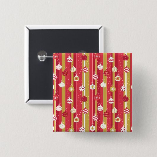 Rotgelbe Weihnachtsbaumschmuck Button (Vorne & Hinten)