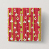 Rotgelbe Weihnachtsbaumschmuck Button (Vorderseite)